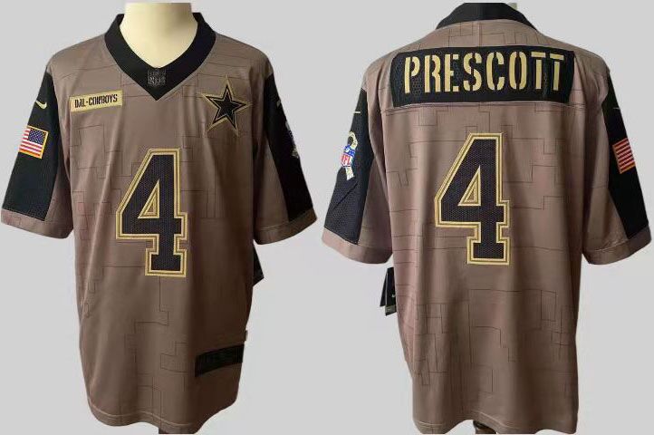 Men Dallas cowboys #4 Prescott Nike Olive Salute To Service Limited NFL Jerseys